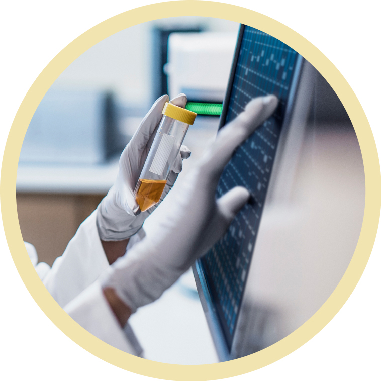 Scientist in lab using a computer screen